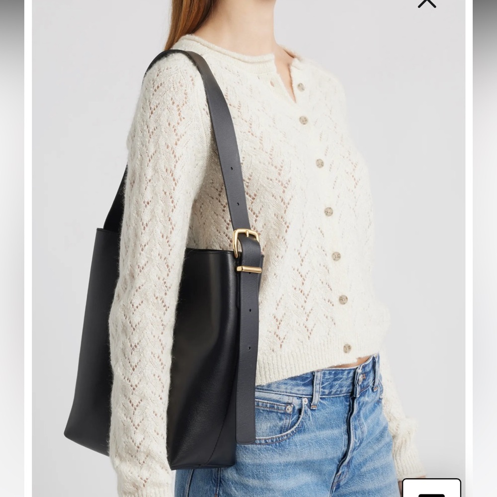 Madewell Black Leather Tote Bag